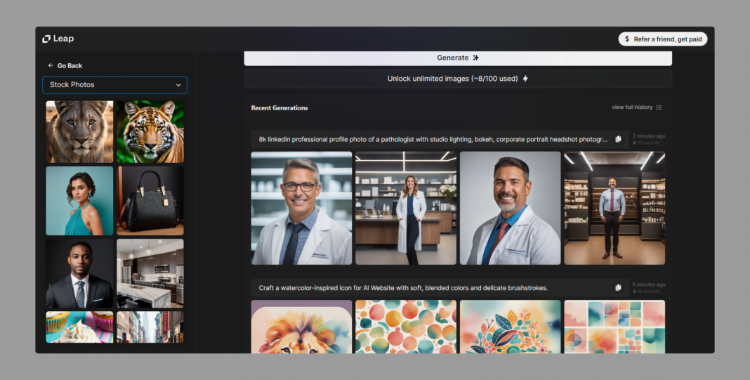 Leap AI Stock image generator