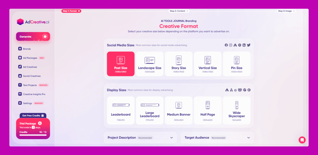 Step 1: using adcreative ai to generate Ads content