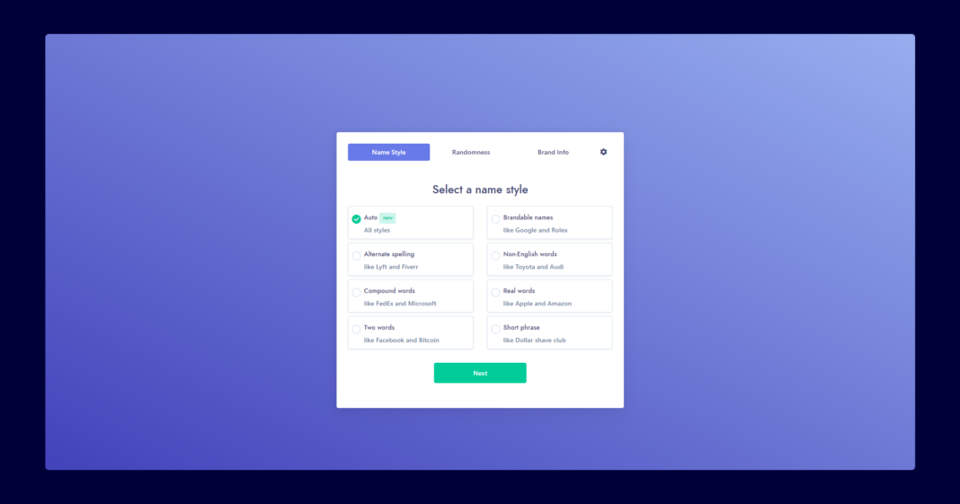 namelix demo step 1