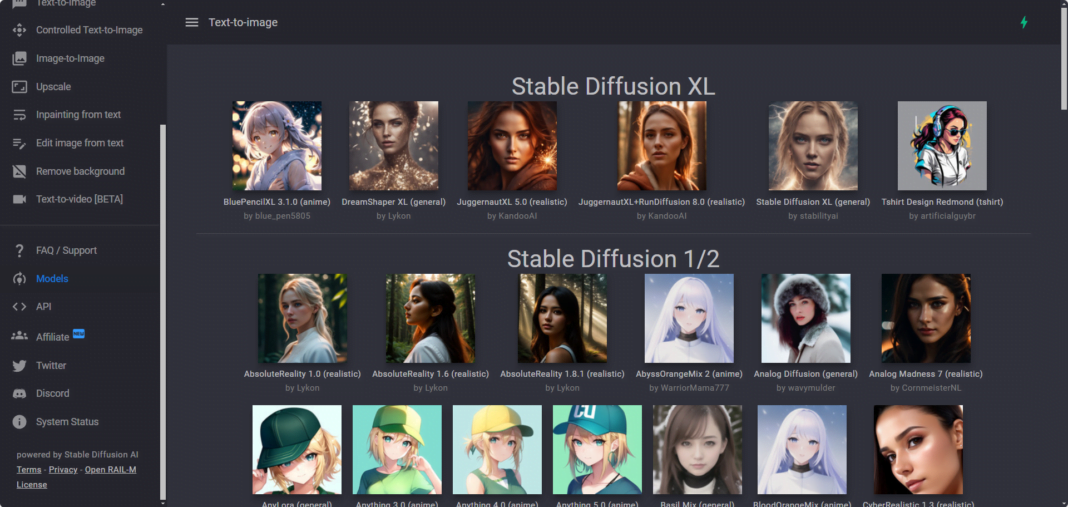 Dezgo image generation models